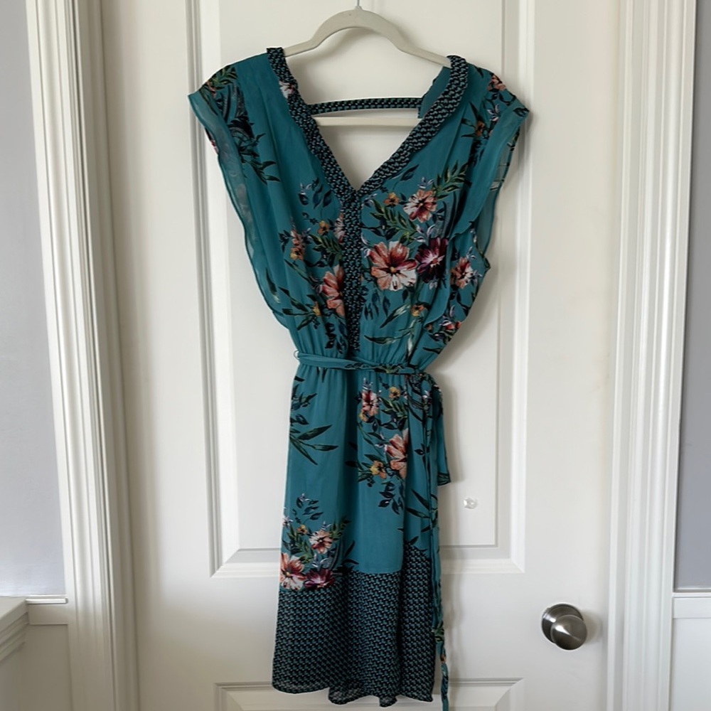 DR2 Green and Blue Midi Sundress V-Neck Sleeveless